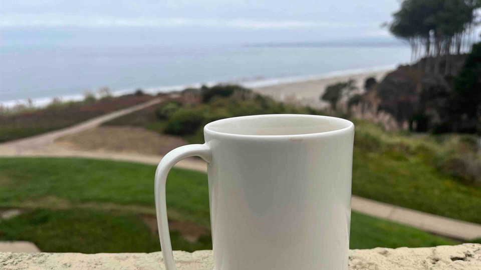 Morning coffee with an ocean view from the lower balcony